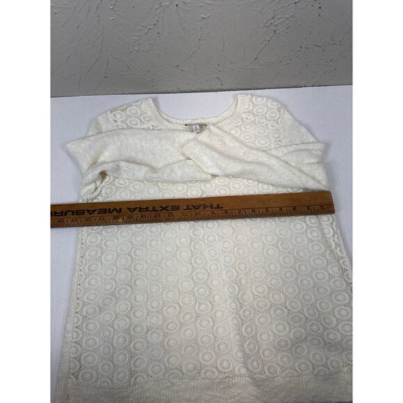 Lucky Brand Mixed Media Linen Chiffon Cream Layered Sweater Size Small - Picture 5 of 5